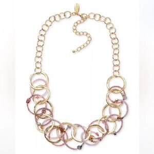 NWT STYLE & CO Mixed Stone Beaded Link Statement Necklace, 18" + 3" extender
